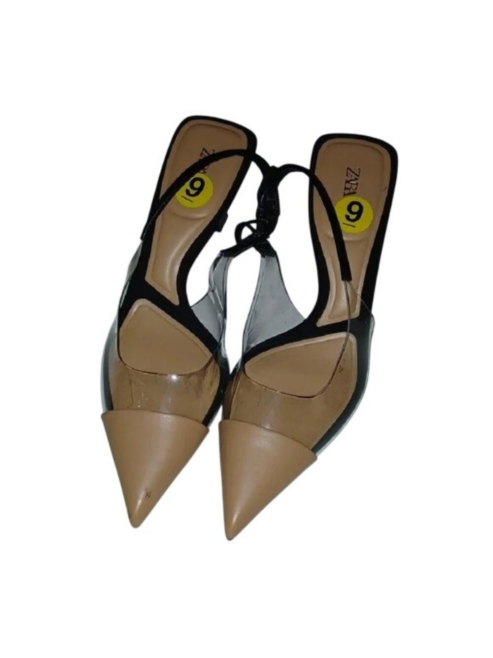 Zara Color Block Clear Slingback Kitten Heels - Picture 2 of 5